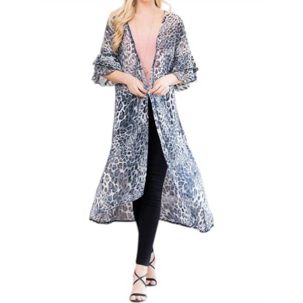 NEW BIJORCA leopard long cardigan in navy